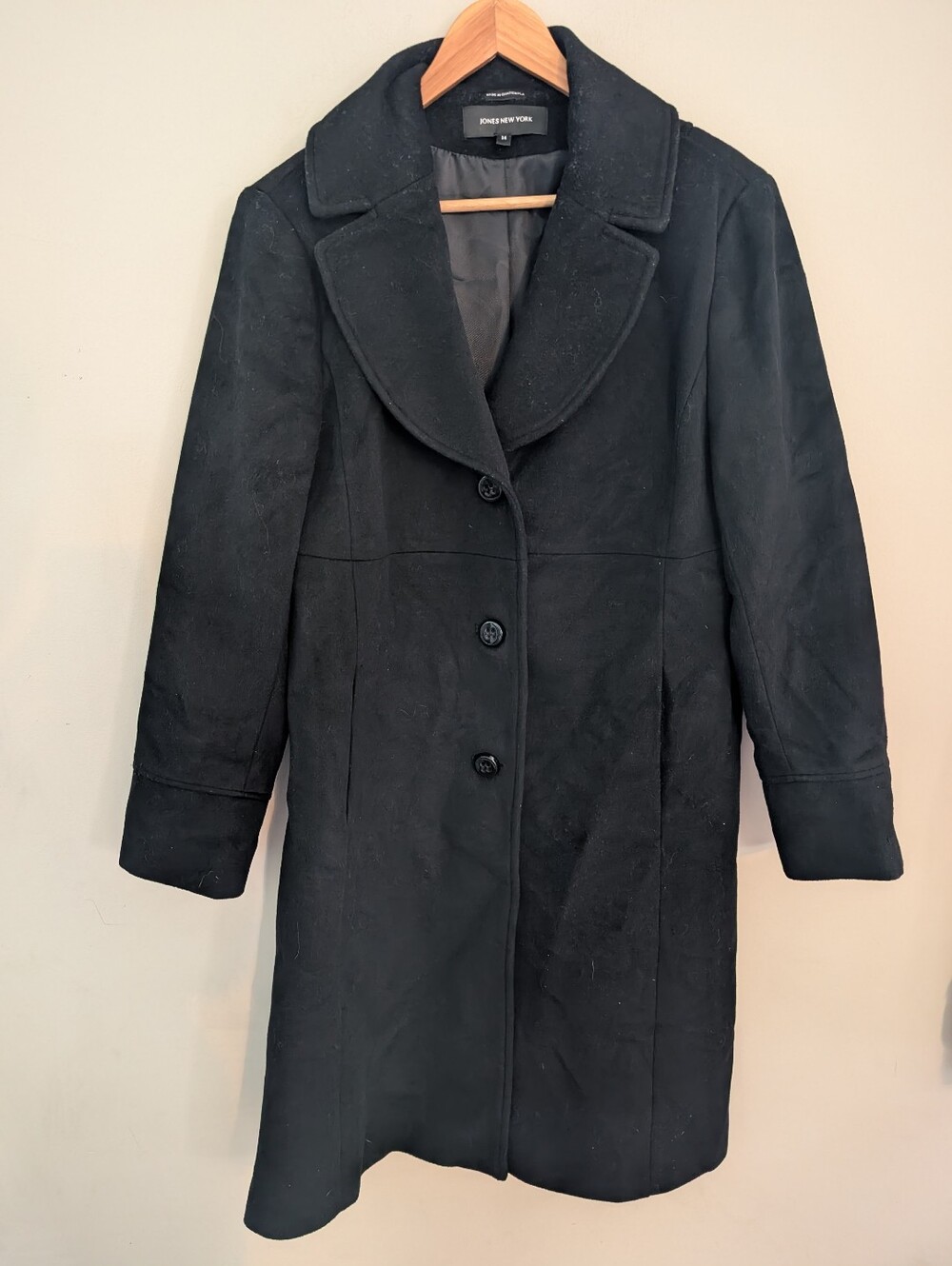 Jones New York Black Wool Long Overcoat 14